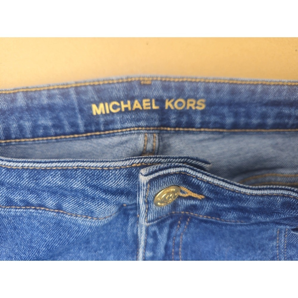 Michael Kors Jeans 14 High Rise Front Seam Split Hem Straight Stretch Denim - Picture 6 of 13